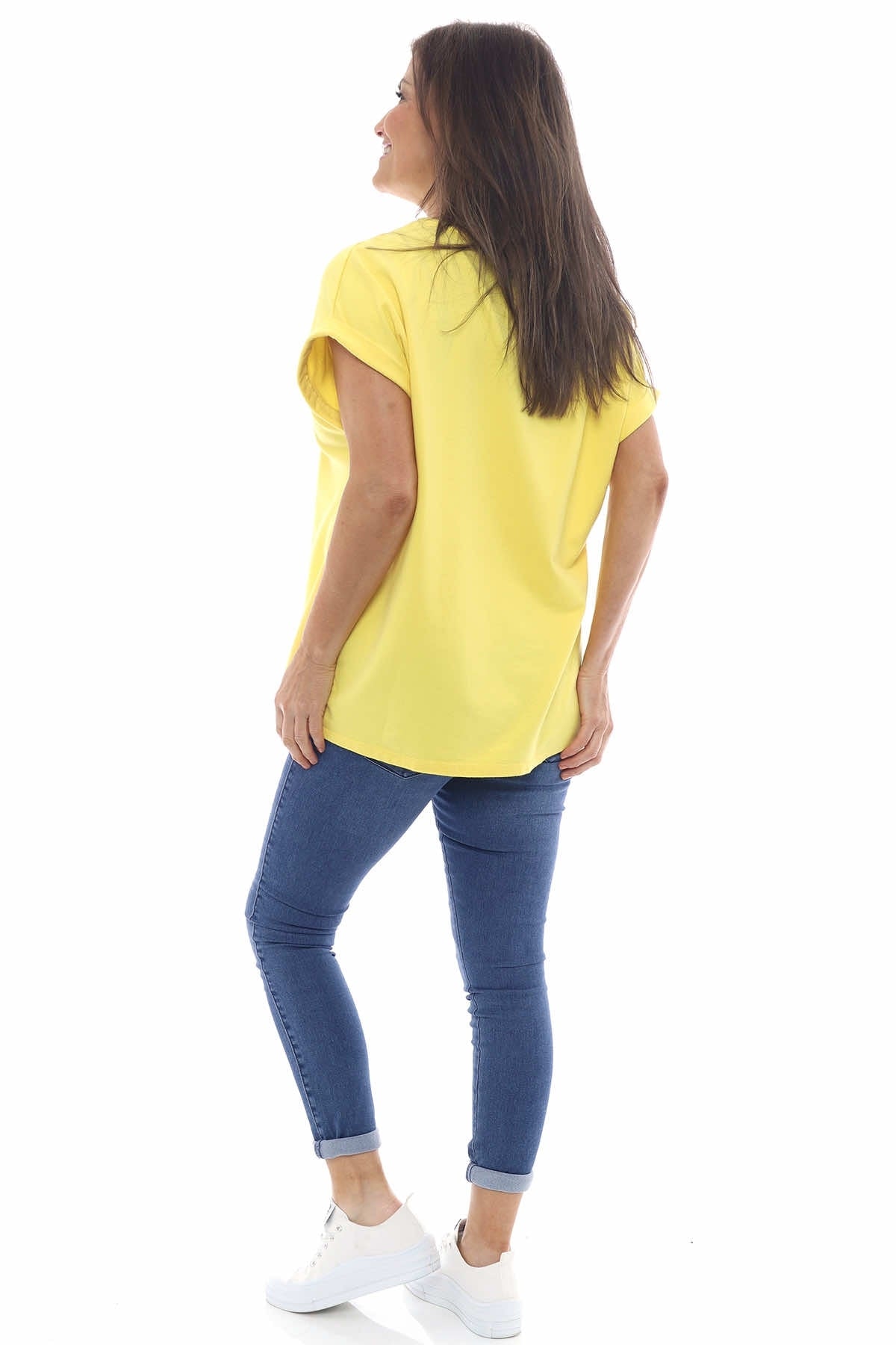 Rebecca Rolled Sleeve Top Yellow