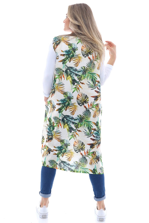 Sandy Sleeveless Jungle Print Linen Dress Buttermilk - Image 3