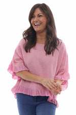 Lavinia Washed Frill Cotton Top Fuchsia Fuchsia - Lavinia Washed Frill Cotton Top Fuchsia