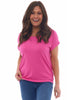 Only Turn Back Sleeve Tee Fuchsia