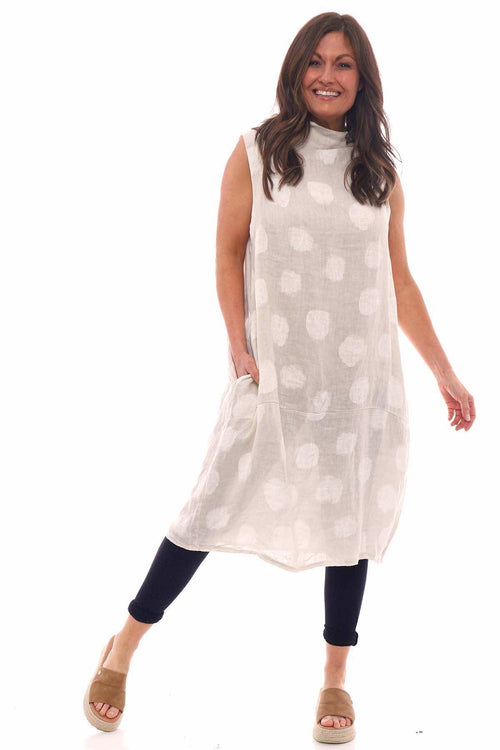 Made in Italy Erika Linen Sleeveless Spot Dress