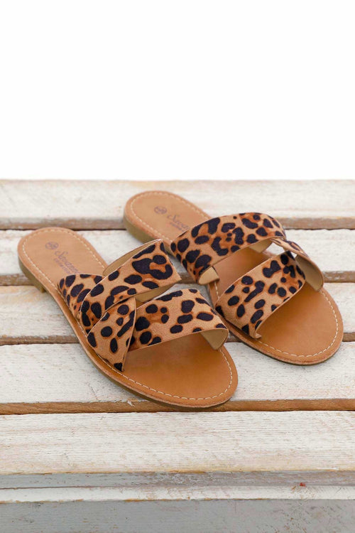 Sancha Leopard Print Sandals Tan - Image 1