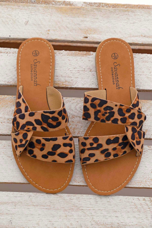 Sancha Leopard Print Sandals Tan - Image 2