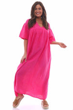 Maylin Linen Dress Fuchsia Fuchsia - Maylin Linen Dress Fuchsia