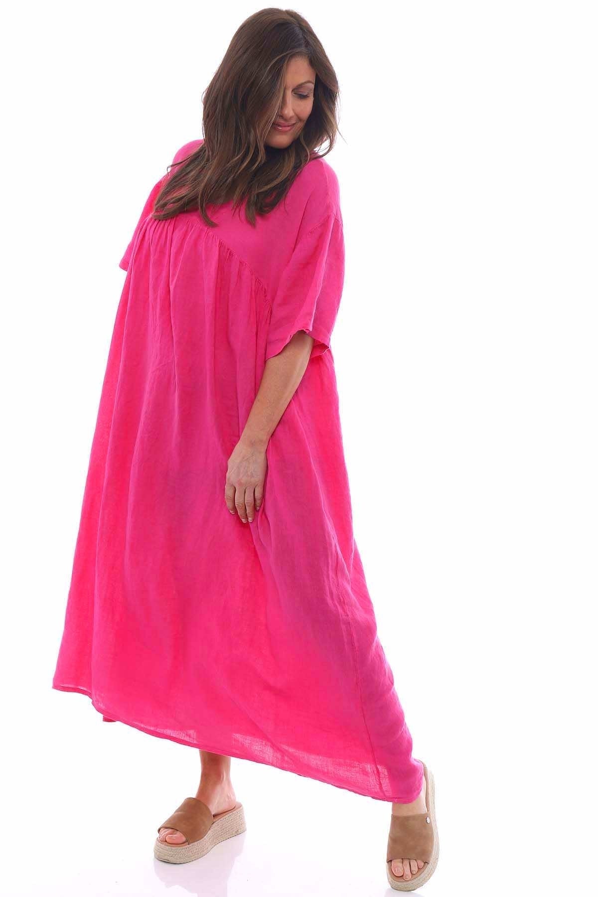 Maylin Linen Dress Fuchsia