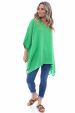 Henrietta Linen Top Green Green - Henrietta Linen Top Green