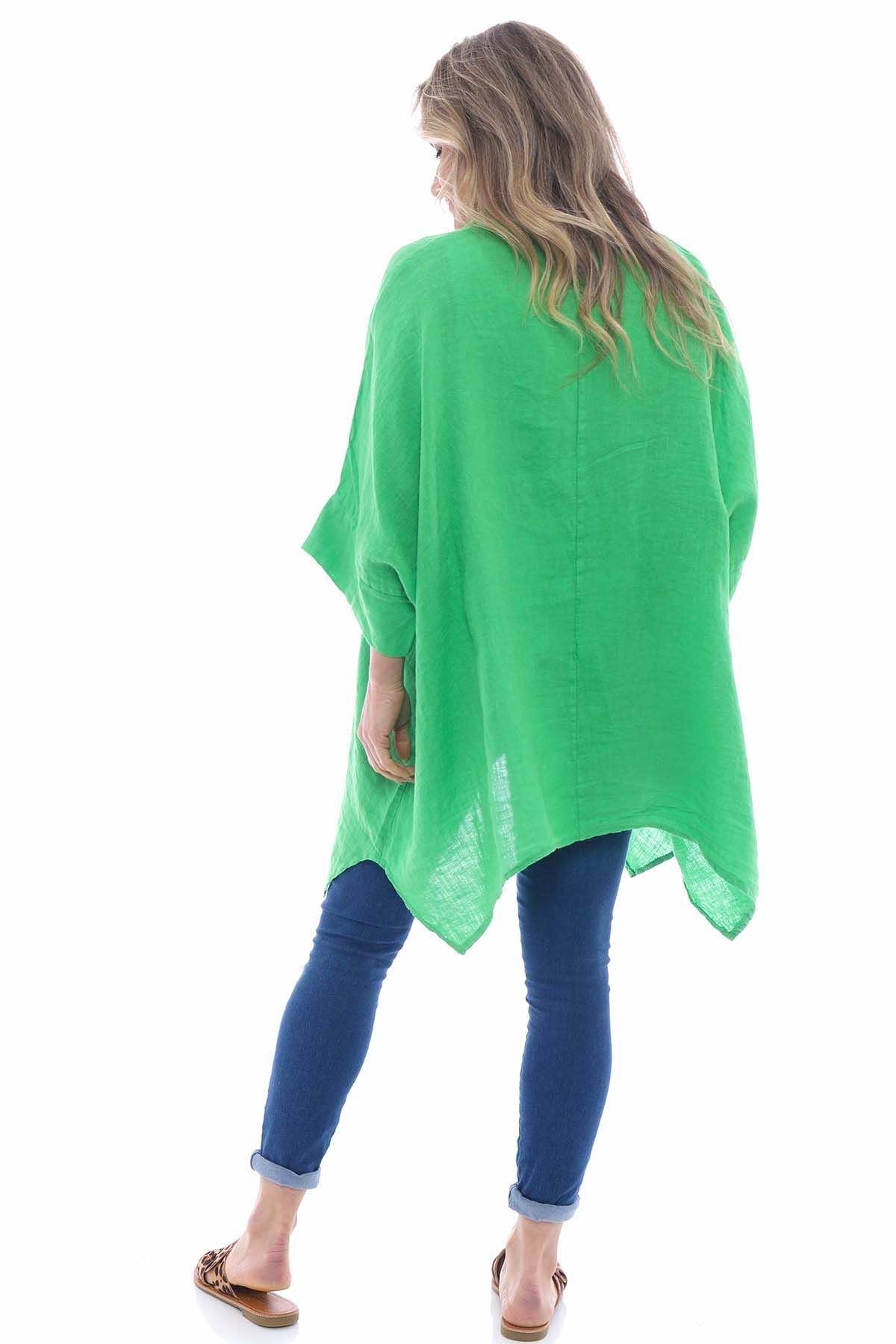 Henrietta Linen Top Green