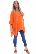 Henrietta Linen Top Orange Orange - Henrietta Linen Top Orange