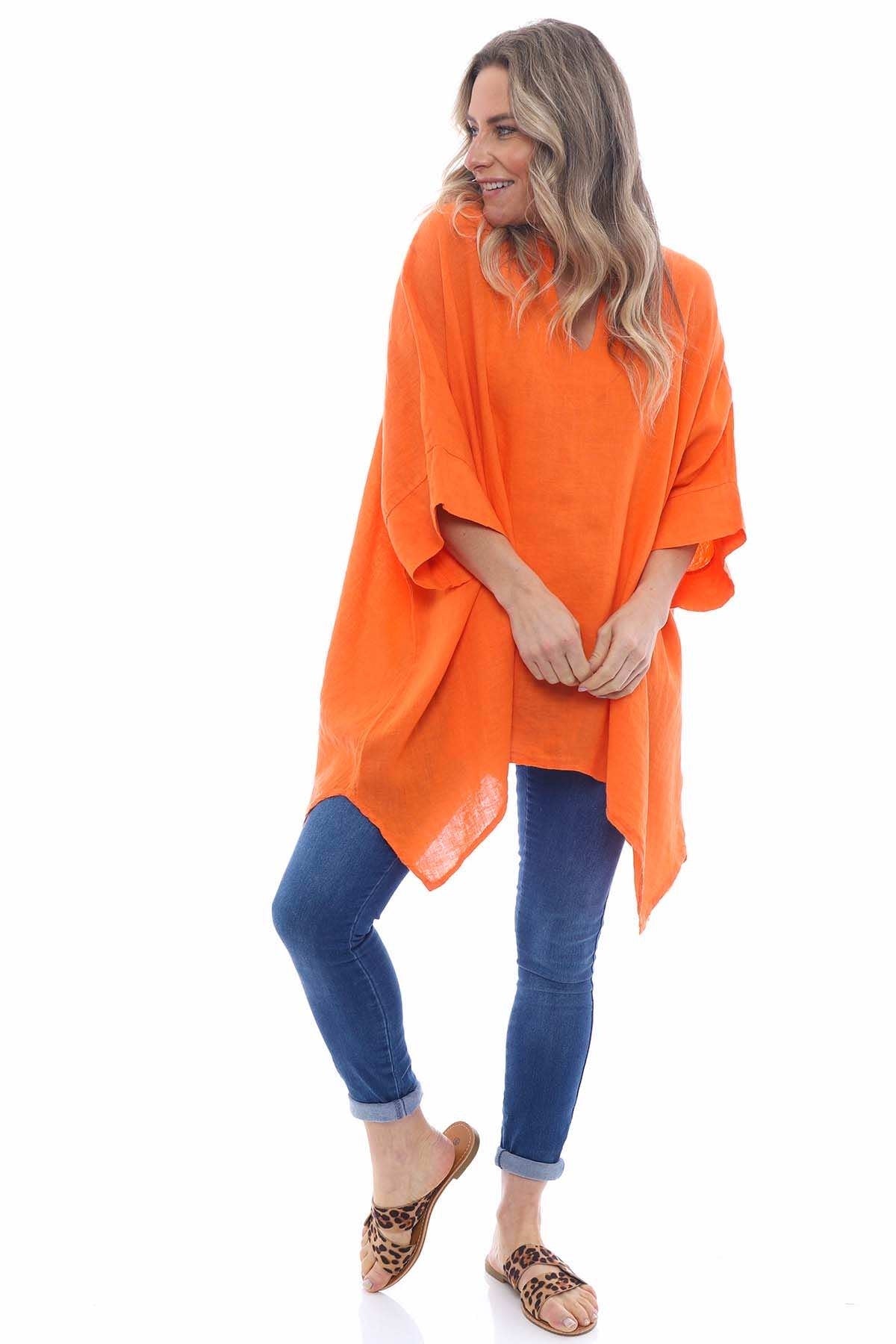 Henrietta Linen Top Orange